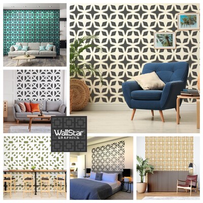 Mid Century Modern Breeze Block Wall Decals, Retro Atomic Star Pattern, Mid Mod Decor, Mcm Removable Decal, Geometric Wall Decals - image5